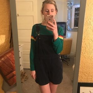 Navy Blue Corduroy Short Overalls